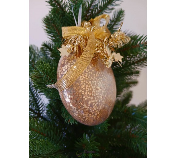 Новорічні кулі золоті з мішурою Ø100мм, ціна за набір 3 шт (SH301)